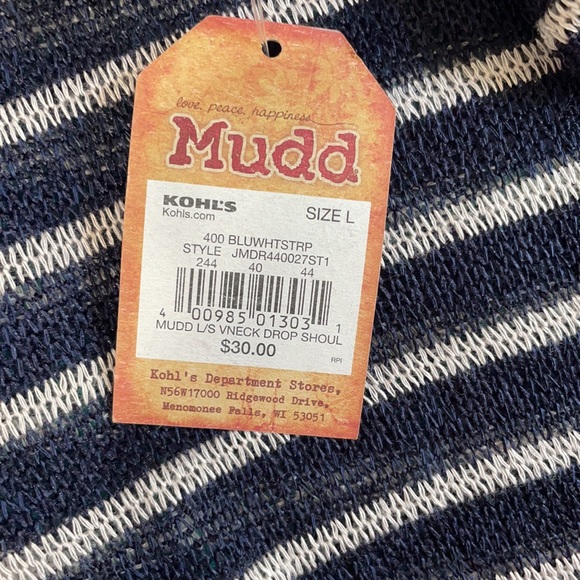 Mudd Navy and White Stripped Sweater Large - Picture 4 of 5